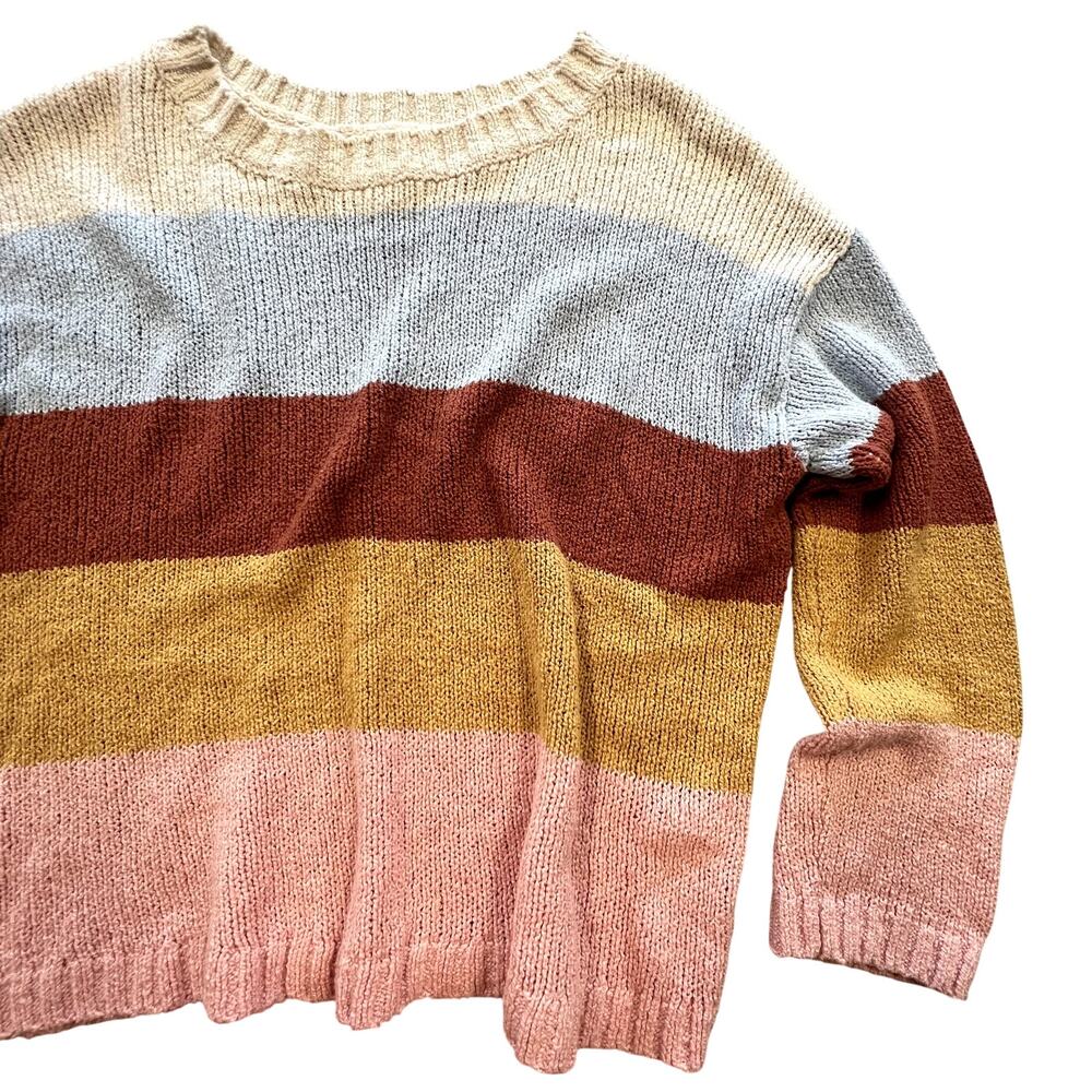 Billabong Chunky Knit Pastel Striped Sweater Size Small